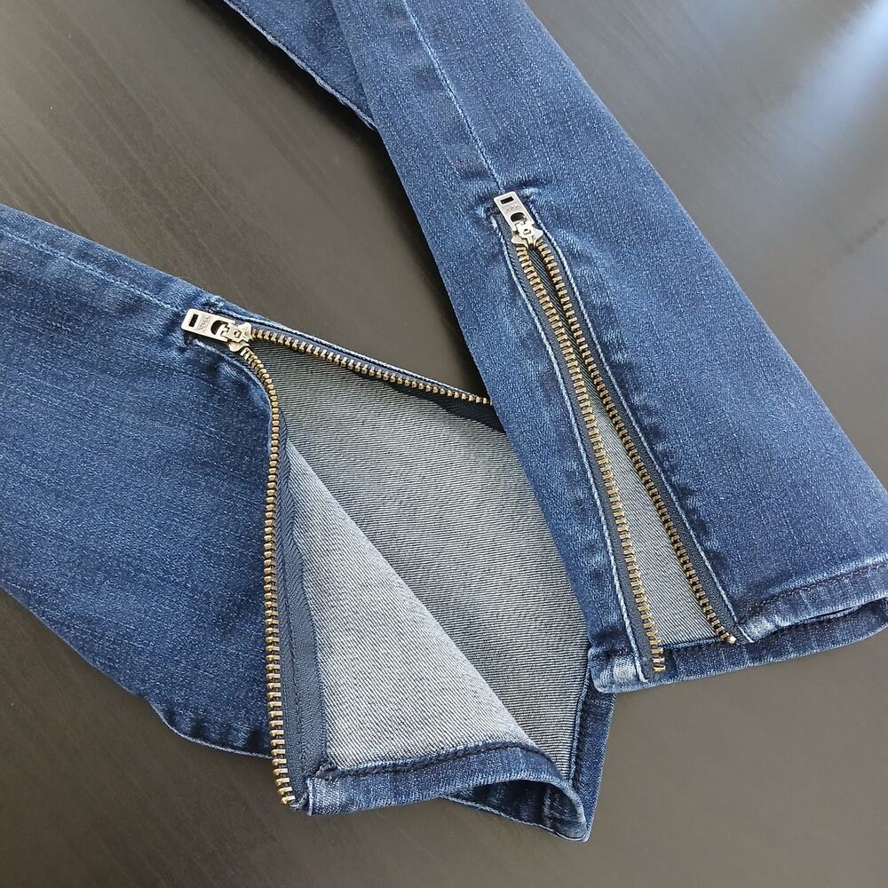 Madewell Skinny Skinny Ankle Zip Jeans size 27 med indigo blue mid-rise 28Wx29L - Picture 4 of 16
